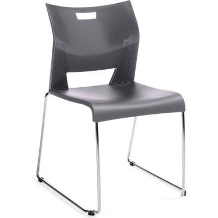 GEC Global„¢ Armless Molded Stacking Chair with Sled Base - Plastic - Shadow- Duet Series 6621CH-SHW